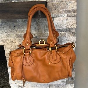 Auth. Chloe Leather Paddington bag - Amber color